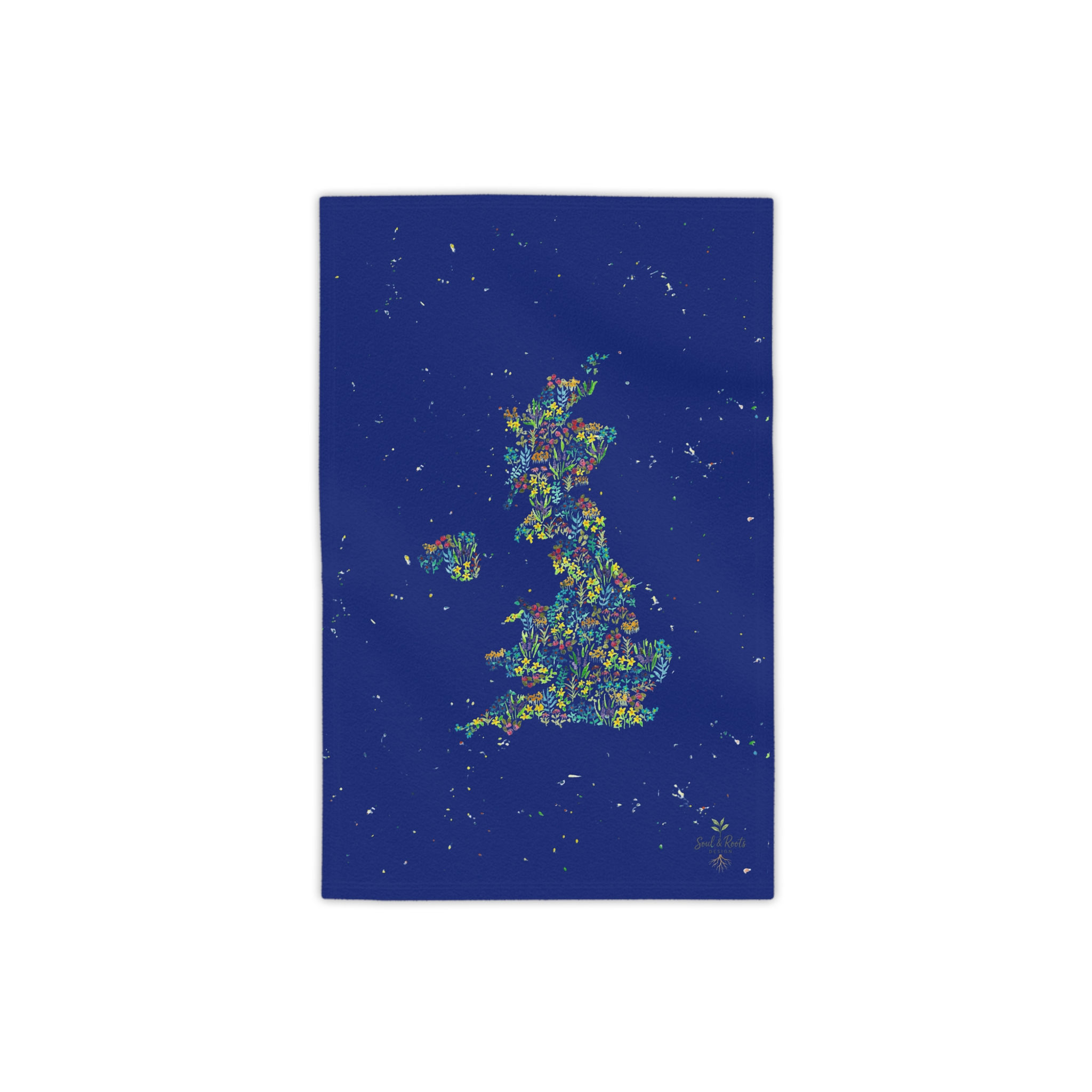 UK Watercolour Map Beach Towel - Blue