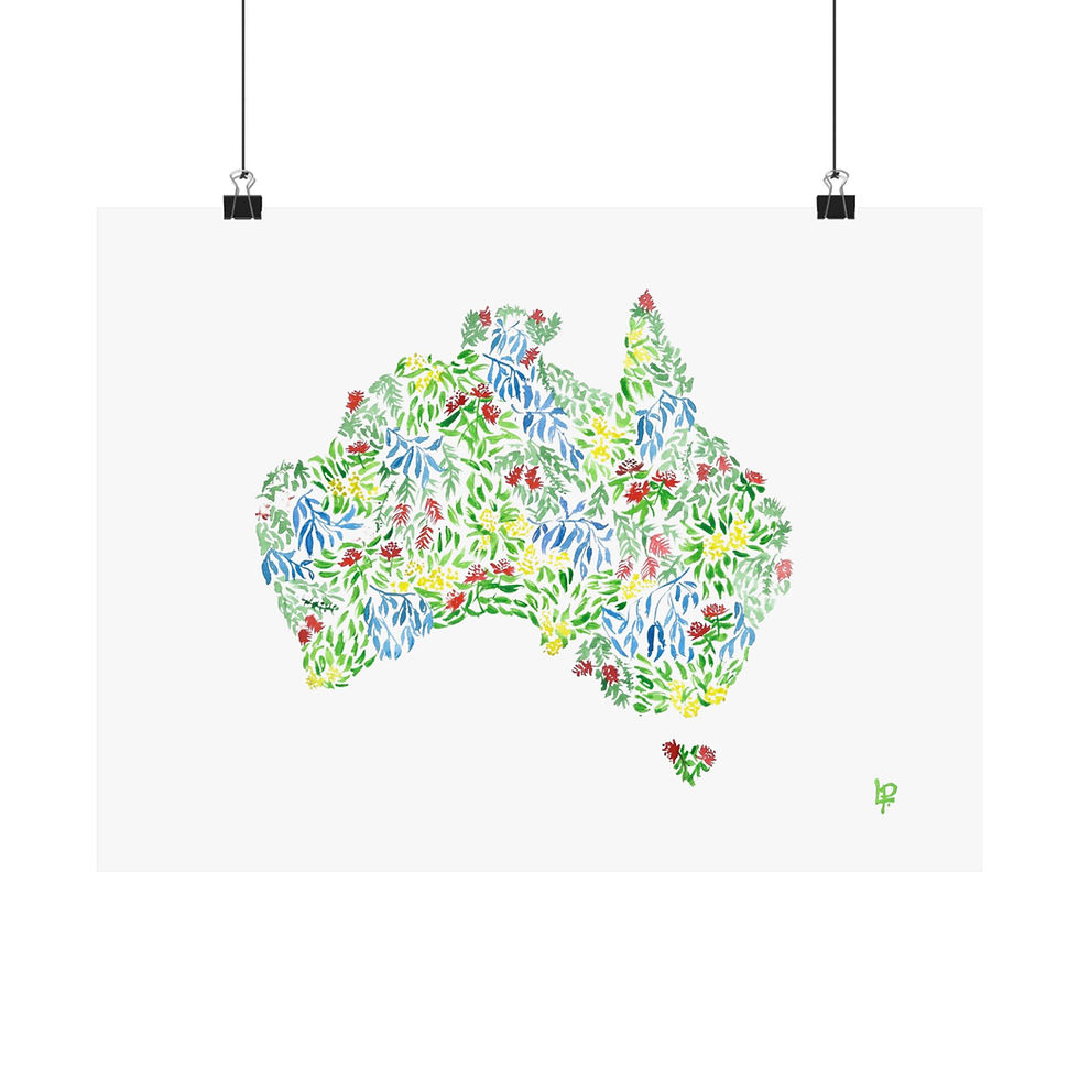 Thumbnail: Australia Watercolour Map, Matte Horizontal Unframed Print