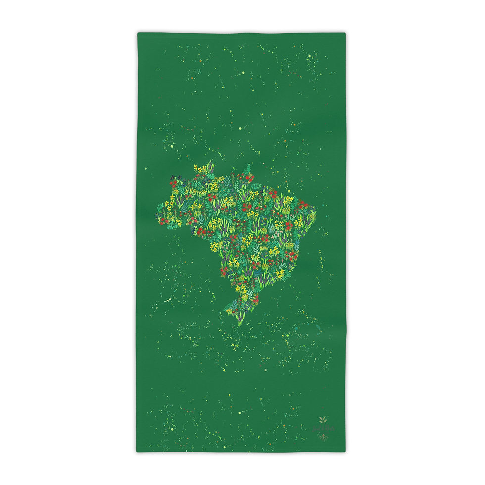 Thumbnail: Brasilian Watercolour Map Beach Towel - Green
