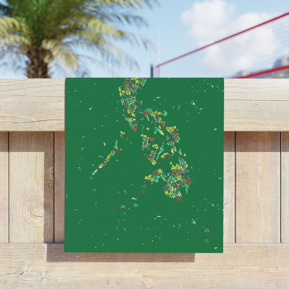 Thumbnail: Philippines Watercolour Map Beach Towel - Dark Green
