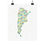 Thumbnail: Argentinean Watercolour Map - Matte Vertical Print