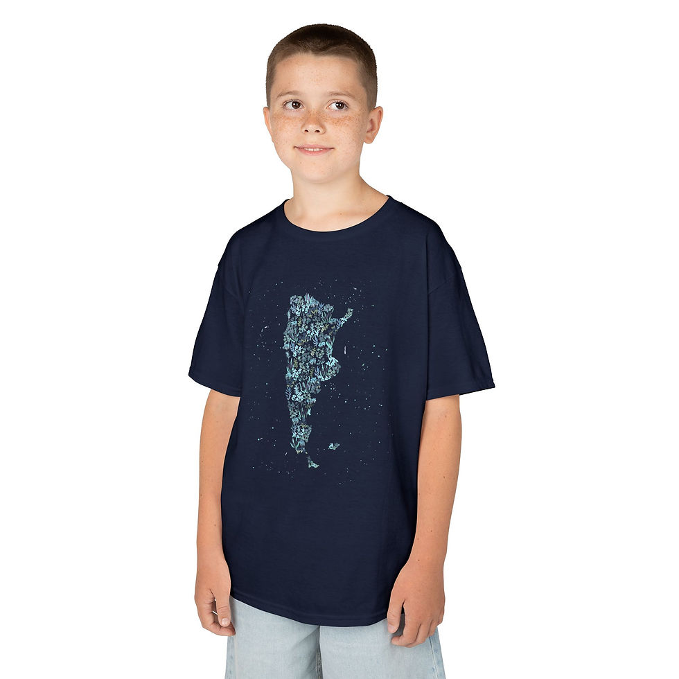 Thumbnail: Argentina in watercolour blue flowers - Kids Tee 