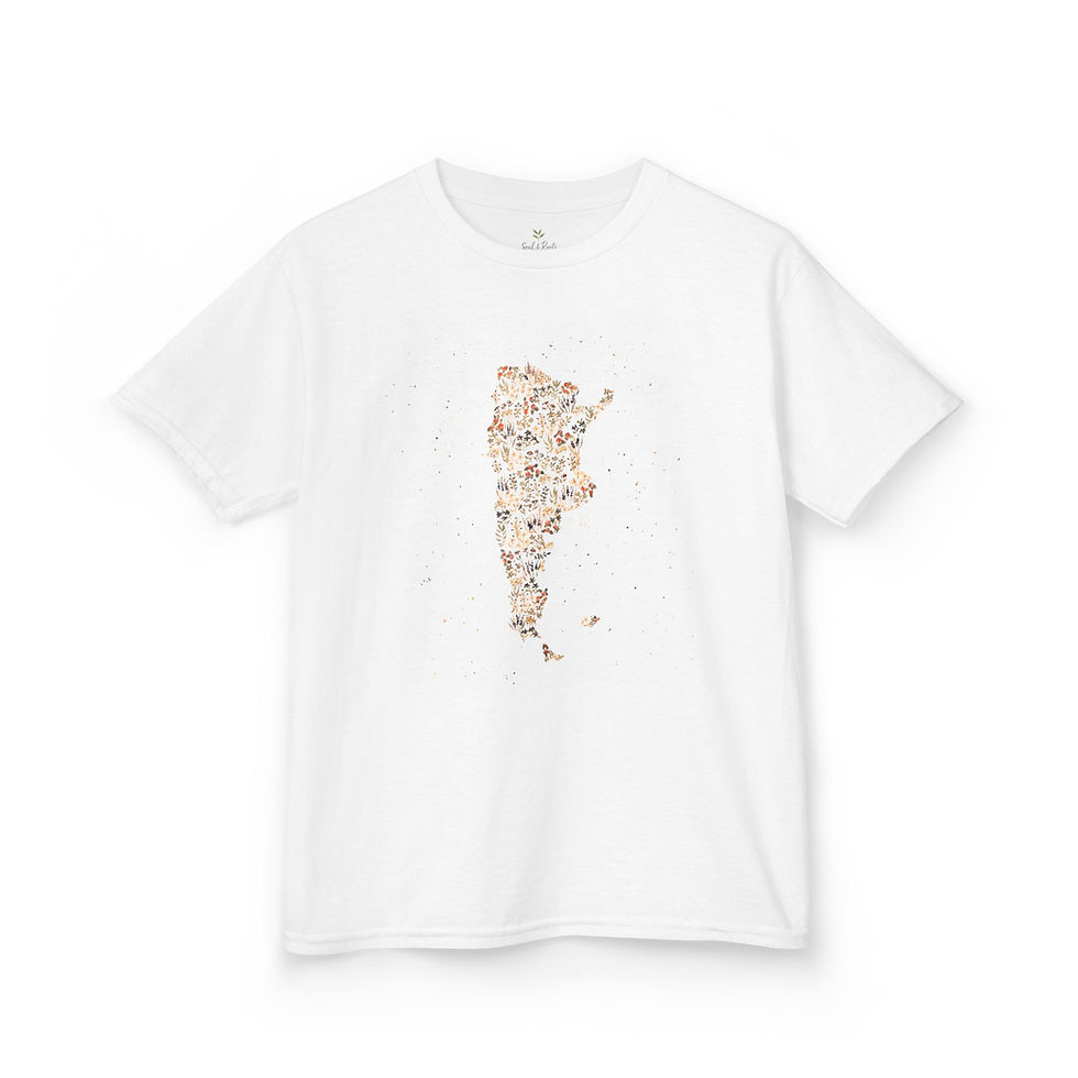 Thumbnail: Argentina in watercolour brown flowers - Kids Tee 