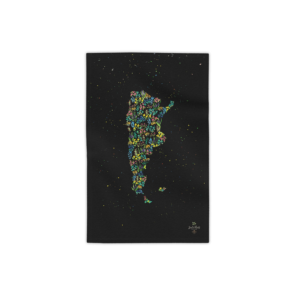 Thumbnail: Black Argentina Watercolor Floral Map Towel – Perfect for Beach