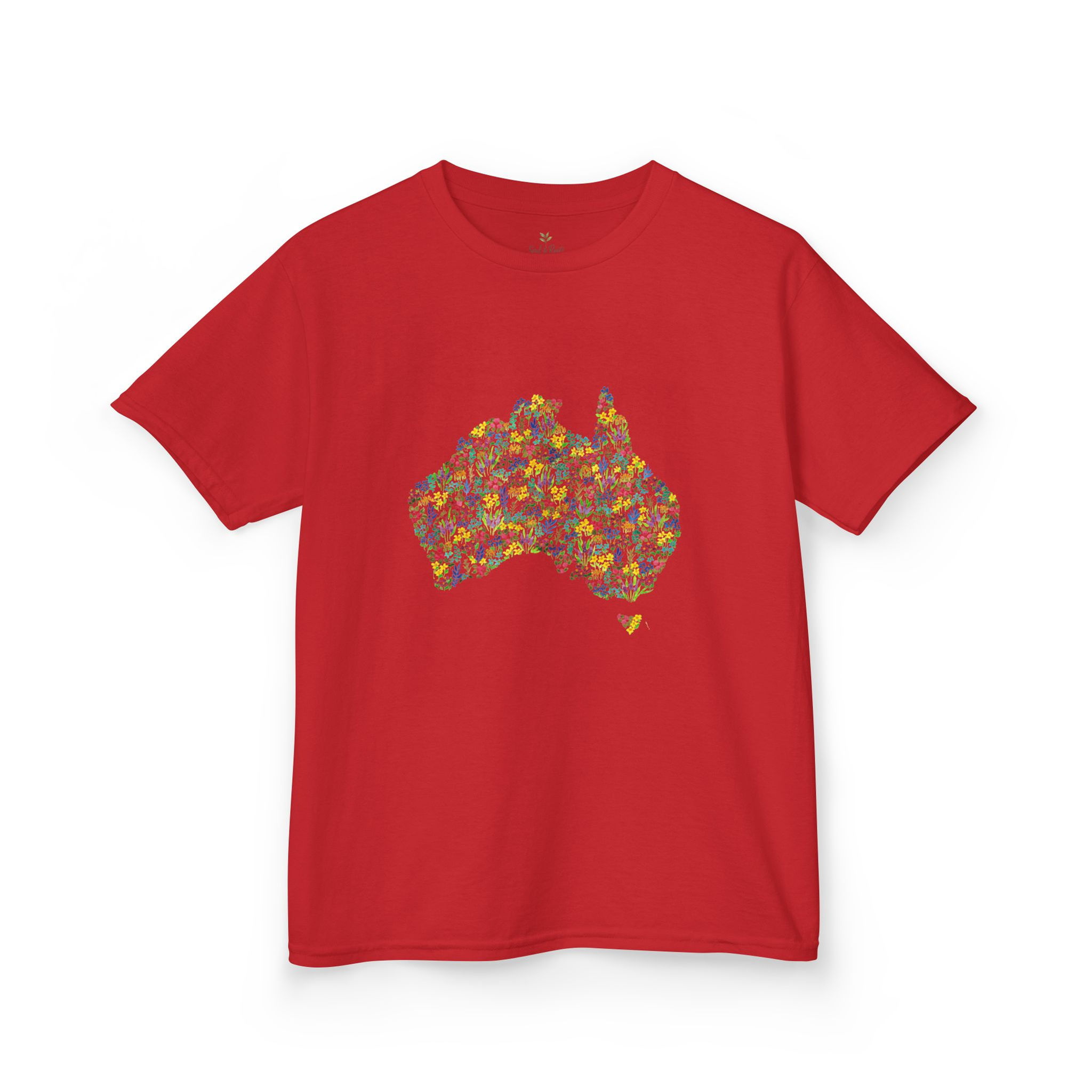 Australia Floral Watercolor Kids Tee — Flower Map Kids T-Shirt