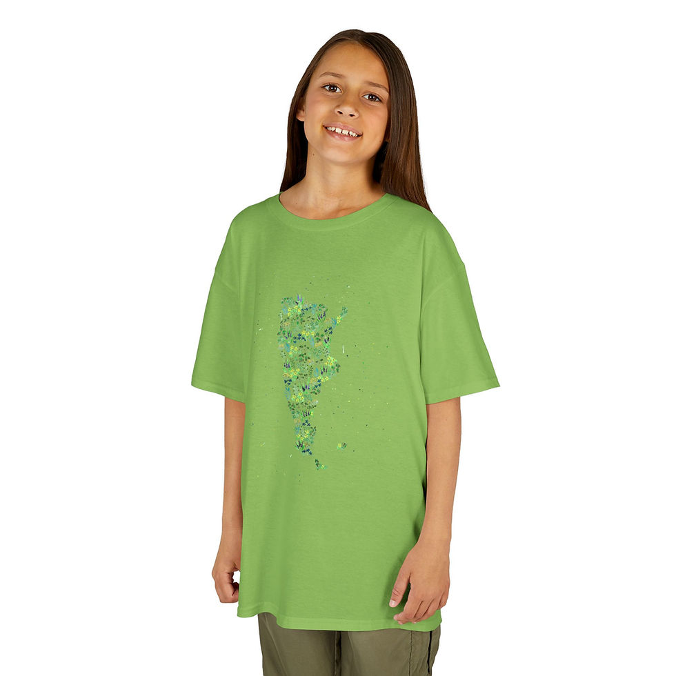 Thumbnail: Argentina in watercolour green flowers - Kids Tee 