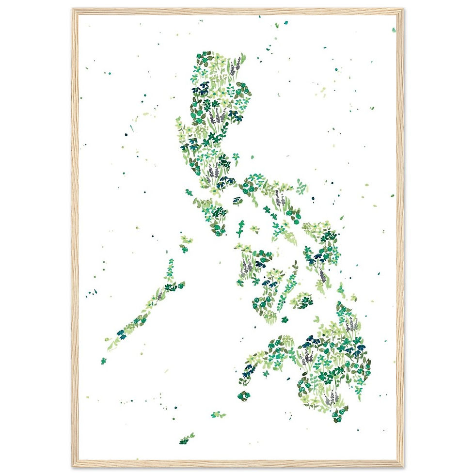 Thumbnail: Watercolor Philippines Map Framed Poster - Custom Flower Design