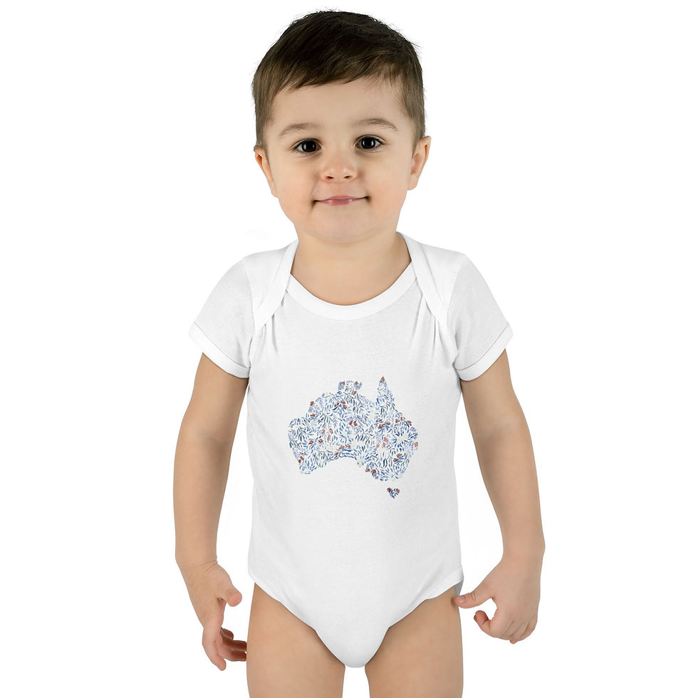 Thumbnail: Baby Bodysuit - Watercolour flowers Australian map