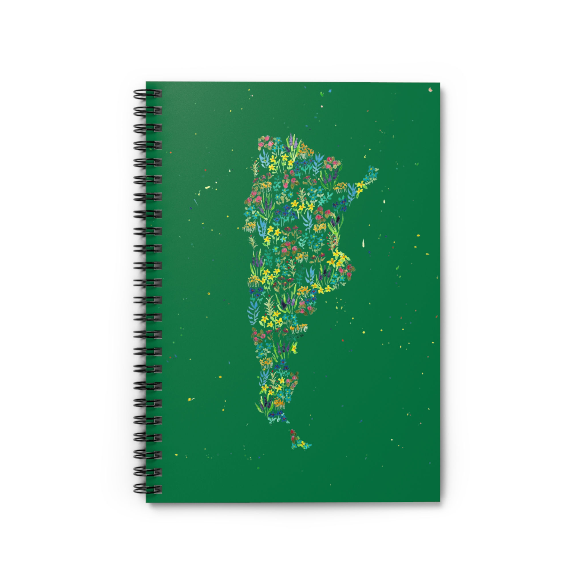 Argentina Map Spiral Notebook – Watercolor Floral Design Travel Journal