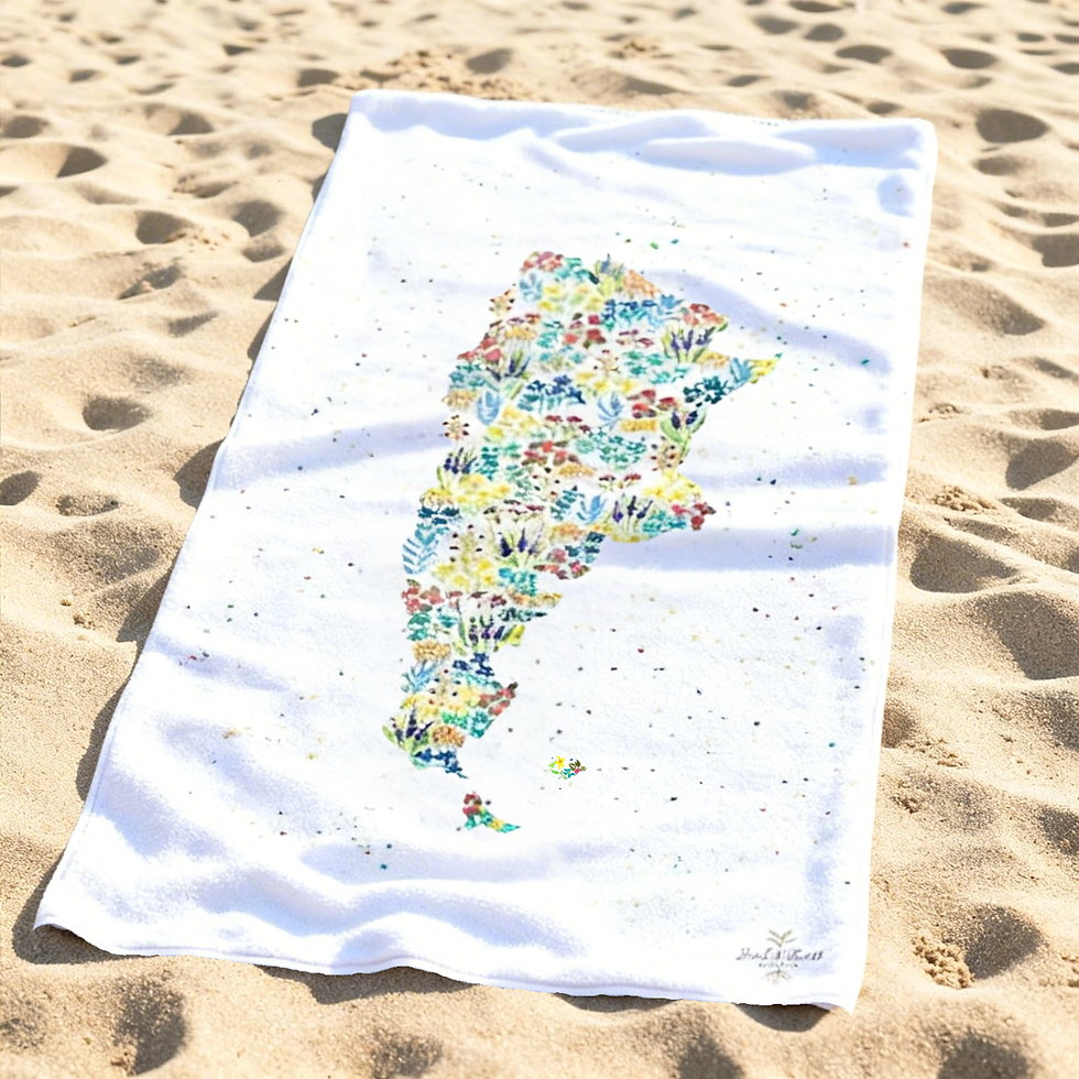 Thumbnail: White Argentina Watercolour Floral Map Towel – Perfect for Beach