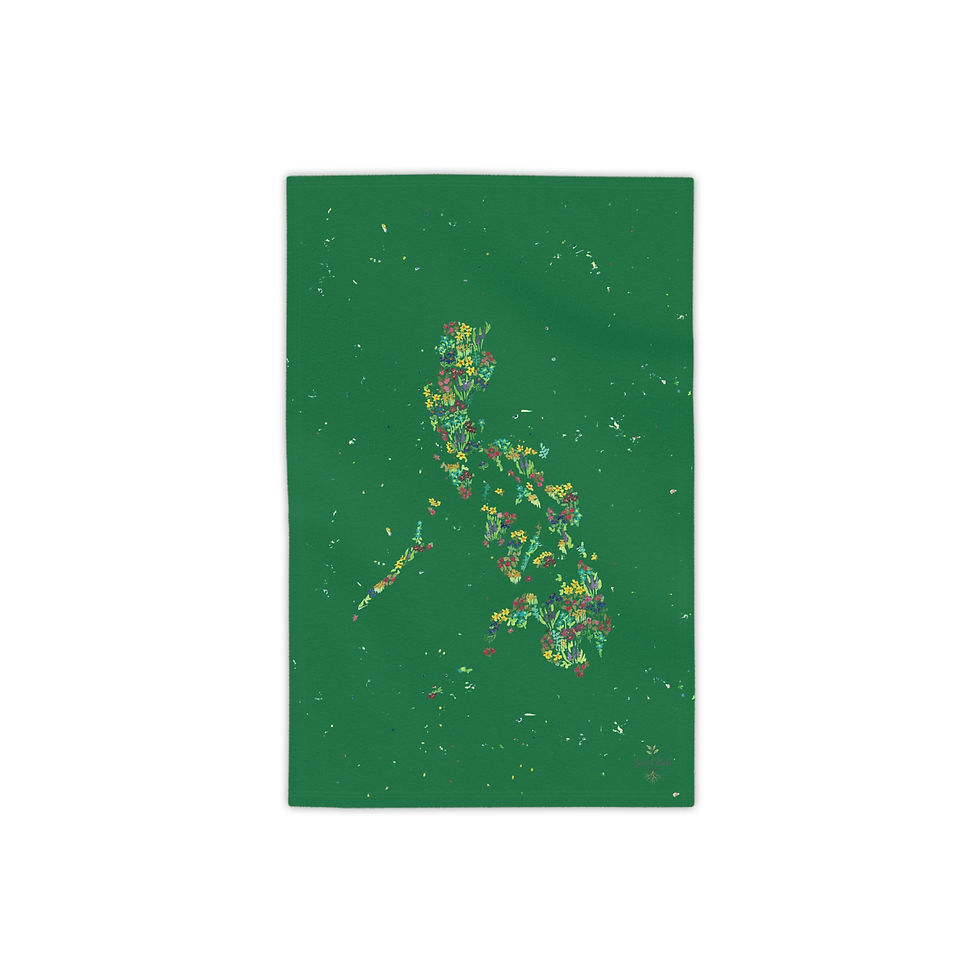 Philippines Watercolour Map Beach Towel - Dark Green