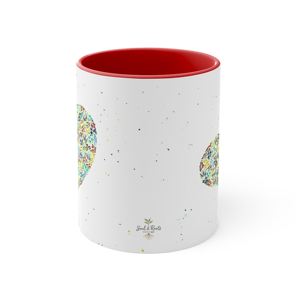 Thumbnail: Valentine's Day Floral Heart Mug — 11oz Colorful Accent Coffee Cup