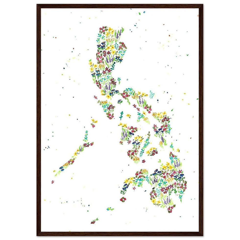 Thumbnail: Watercolor Philippines Map Framed Poster - Custom Flower Design