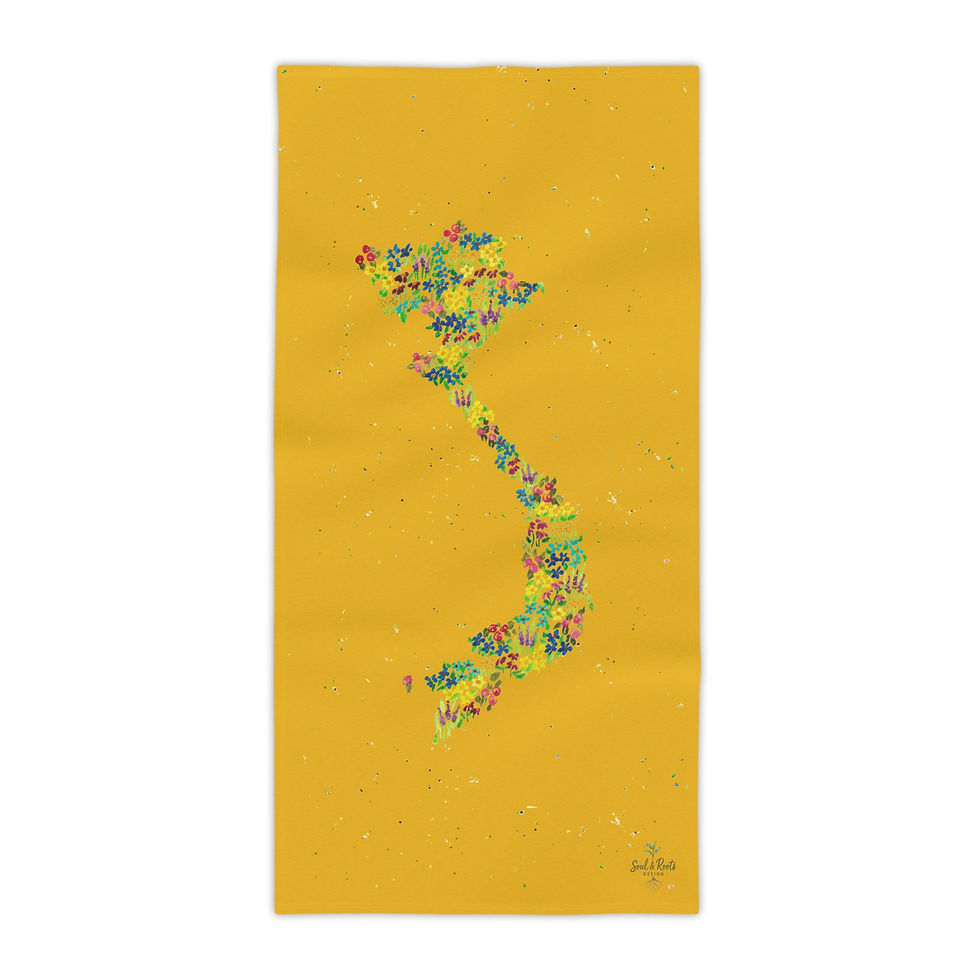 Thumbnail: Vietnam Watercolour Map Beach Towel - Yellow