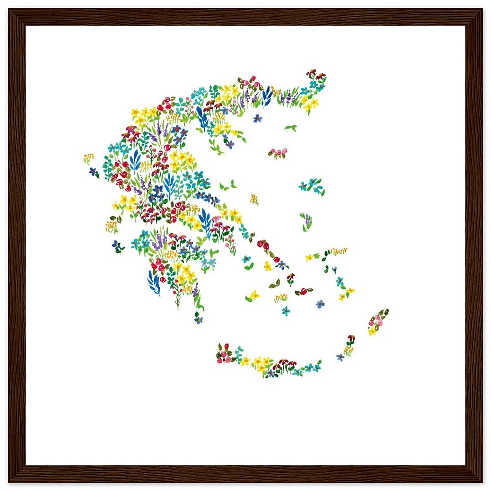 Thumbnail: Watercolor Greece Map Framed Print
