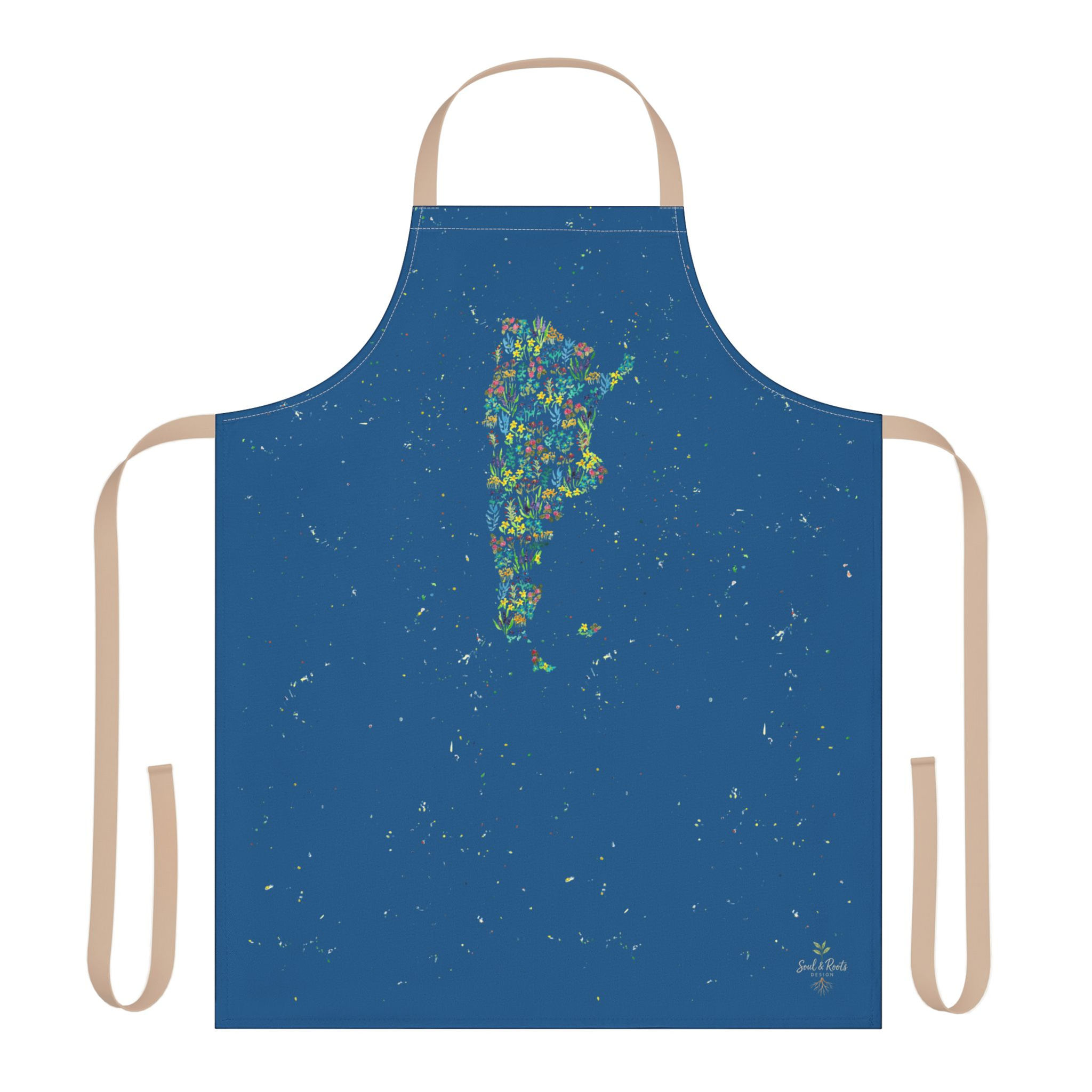 Blue Argentinean Floral Map Apron – Perfect gift for long distance relationships