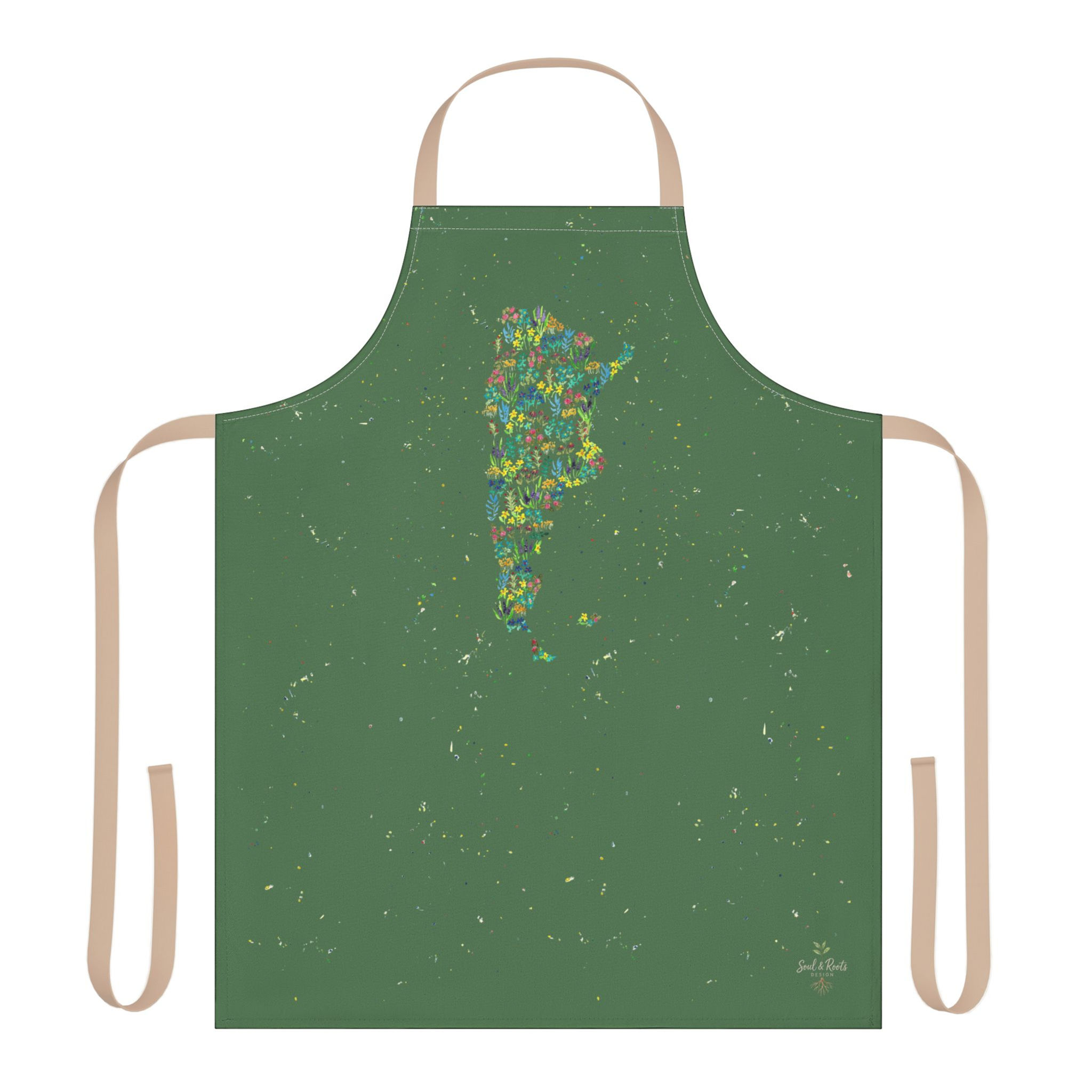 Green Argentinean Floral Map Apron – Perfect gift for expats