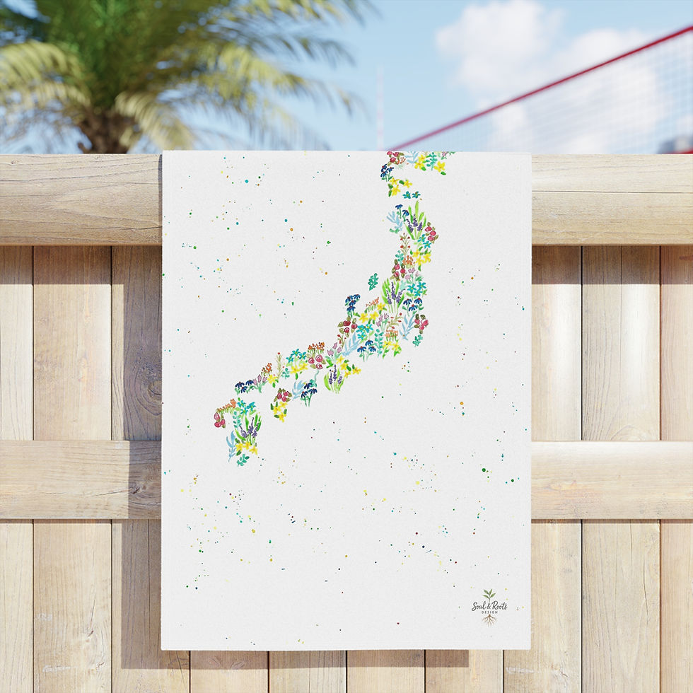 Thumbnail: Japan Watercolour Map Beach Towel - White