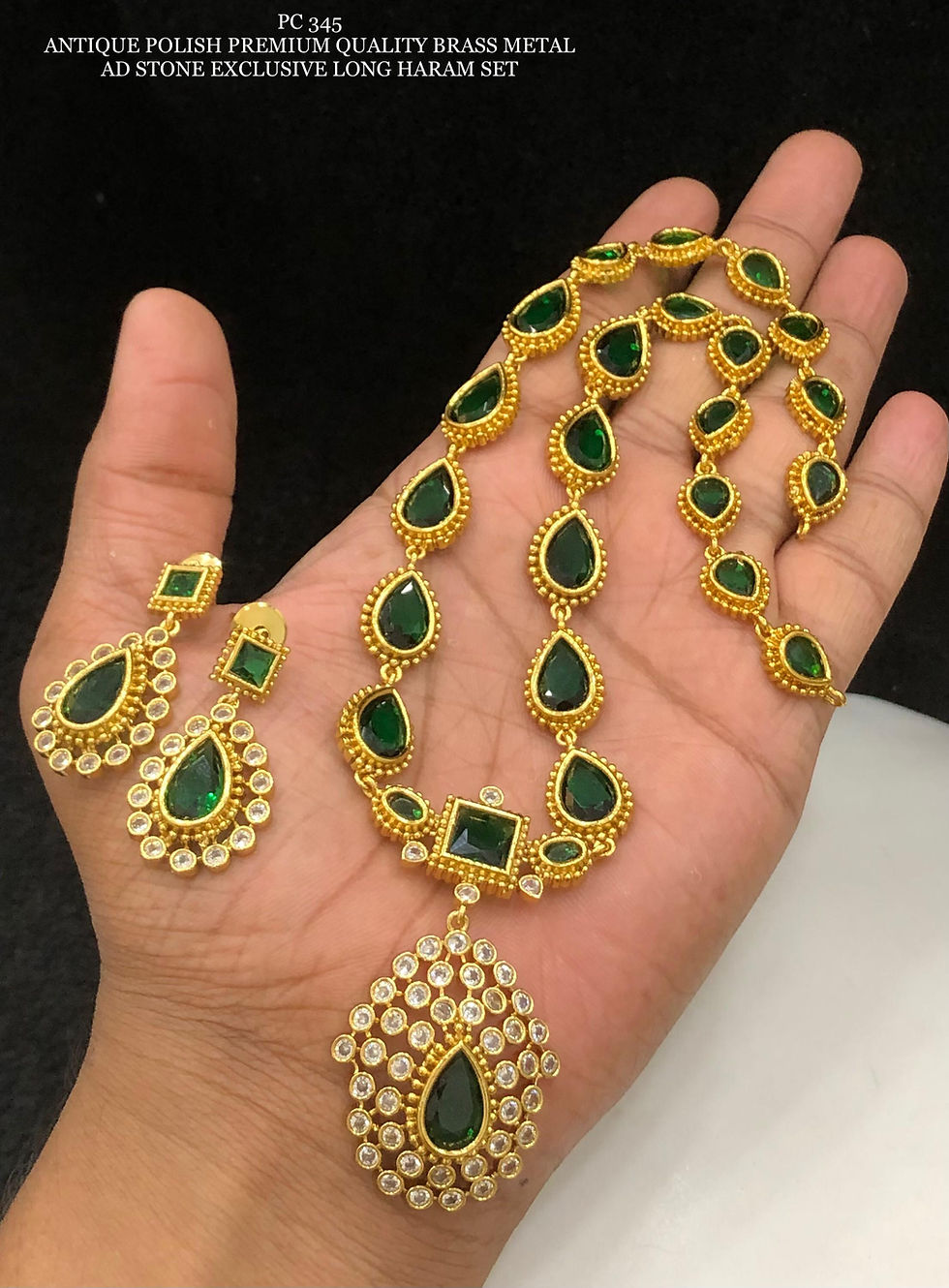 Thumbnail: AD stone premium quality necklace with earrings combo set