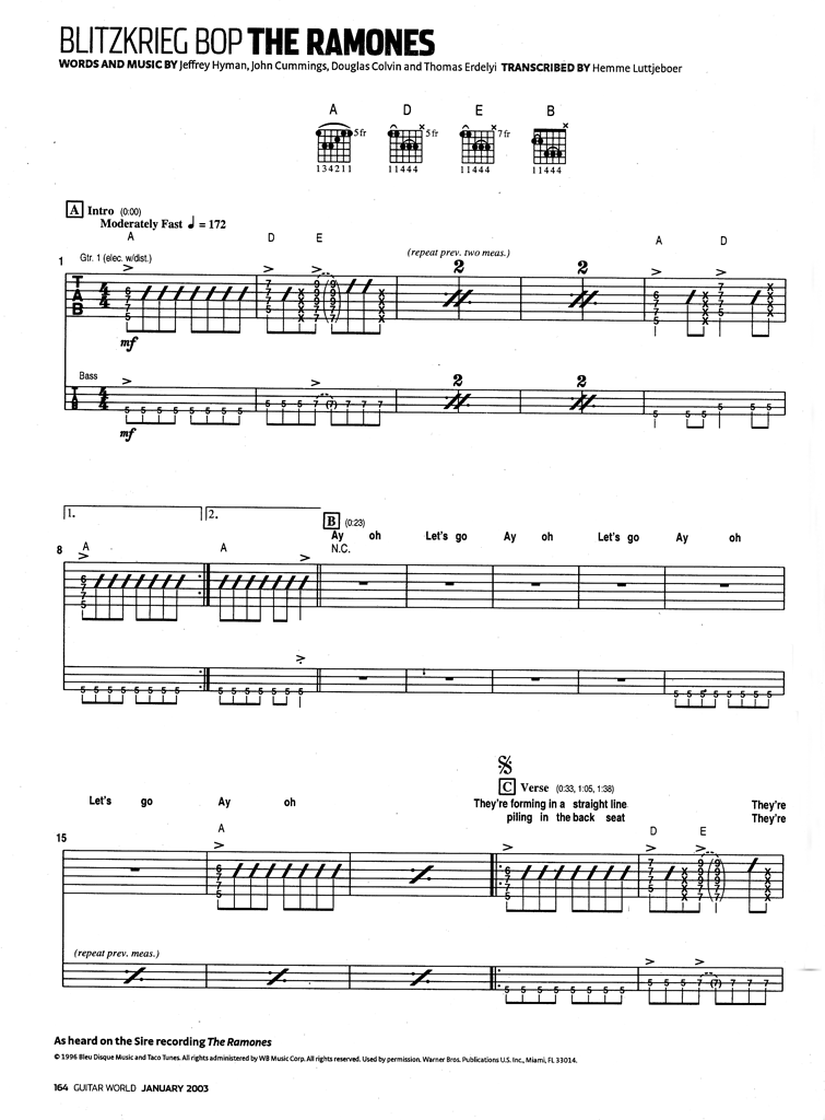 "Blitgrieg Bop" Ramones Jan. 2003