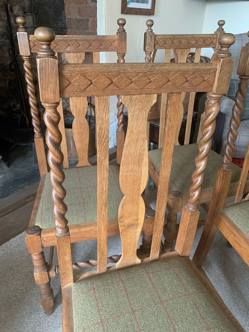 Thumbnail: Set 4 vintage barley twist dinning chairs