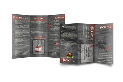tri-fold menu flyer for Town