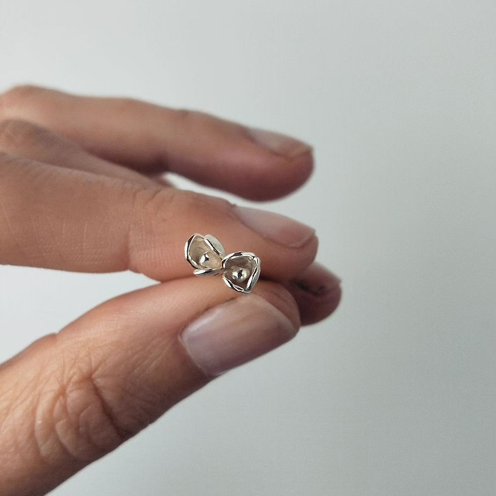 Miniatura: gioielli artigianali, orecchini, argento, bronzo, fiori, chic, bucolico, germogli