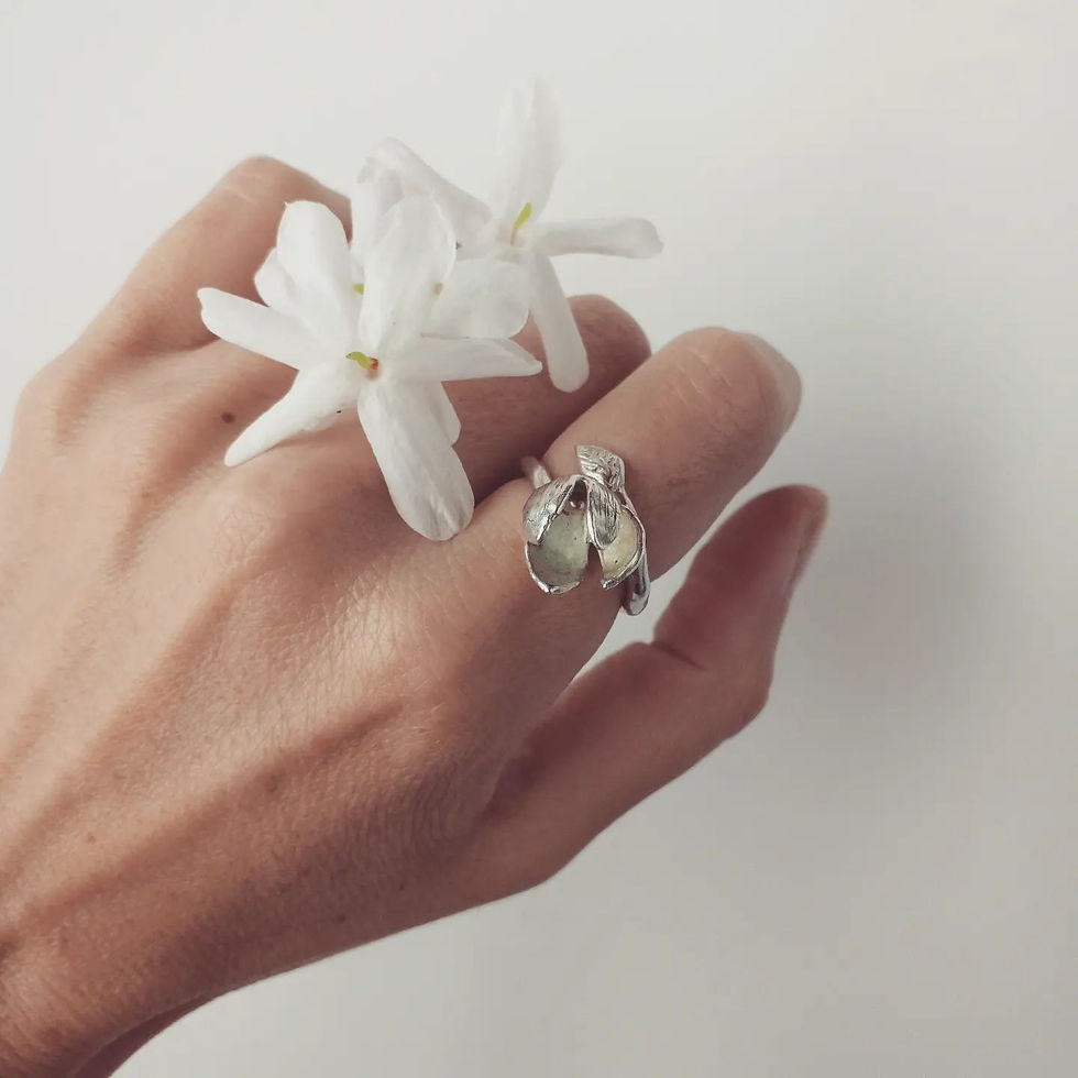 Miniatura: gioielli artigianali, anello, argento, bronzo, fiore, special gift,