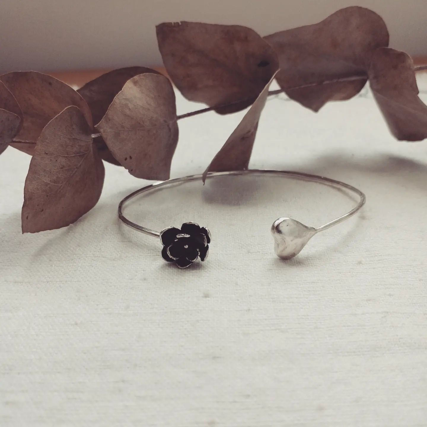 bracciale, fiori, cuore, gioielli artigianali, special gift, argento