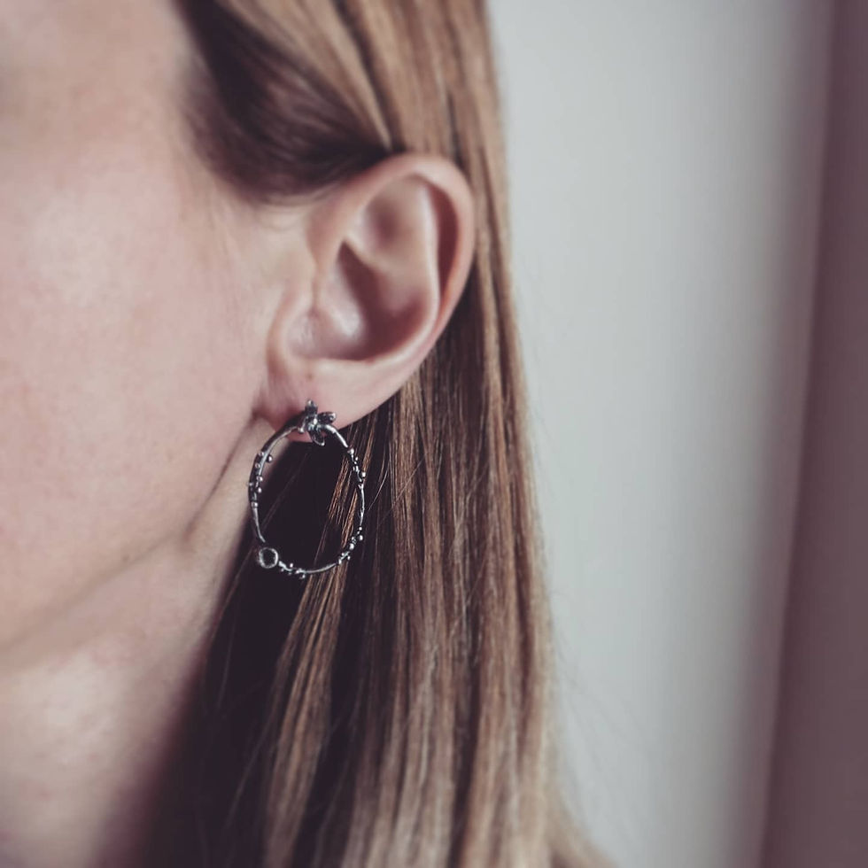 Miniatura: gioielli artigianali, orecchini, argento, bronzo, oro, fiori, chic, bucolico