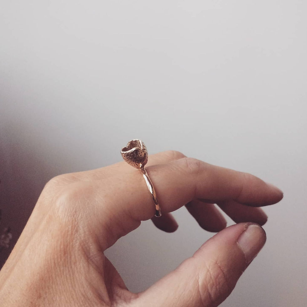 gioielli artigianali, anello, argento, bronzo, bocciolo, oro