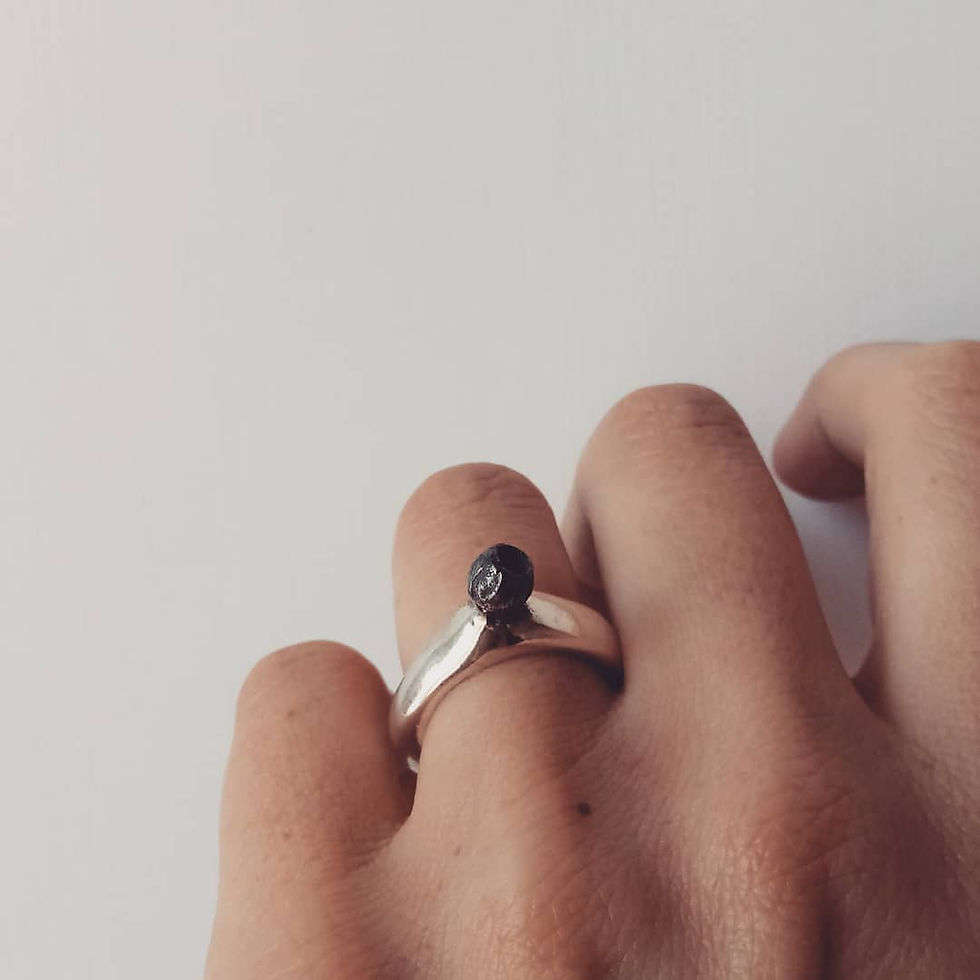 gioielli artigianali, anello, argento, bronzo, fiori, bocciolo