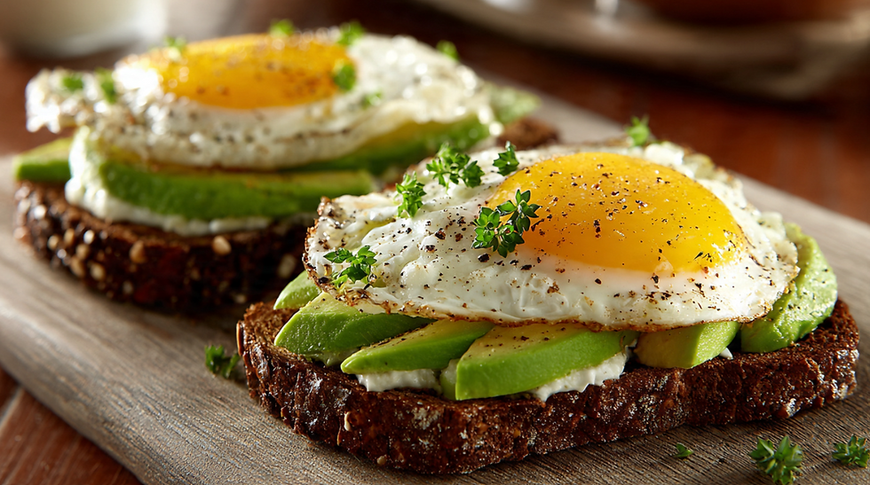 Creamy Avocado and Egg Pumpernickel Breakfast Sandwich