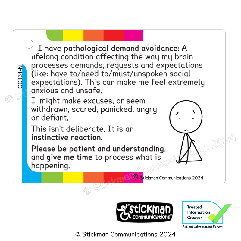 Thumbnail: Both sides of the striped PDA card - the back is mostly blank, with PIF TICK and copyright info at the bottom.