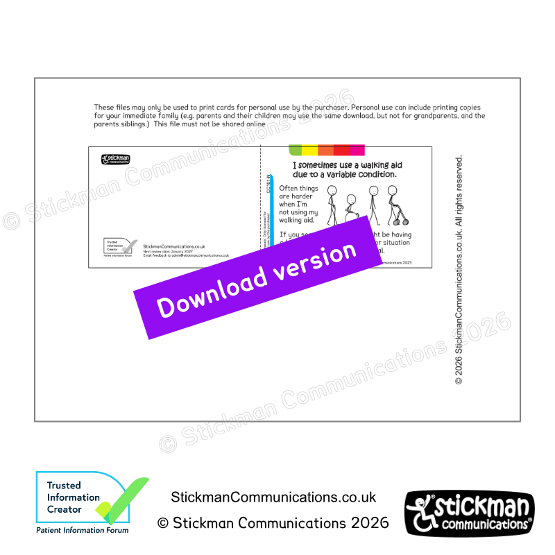 Thumbnail: a copy of the printable walking aid card file - but with a big purple 'download' banner across the middle