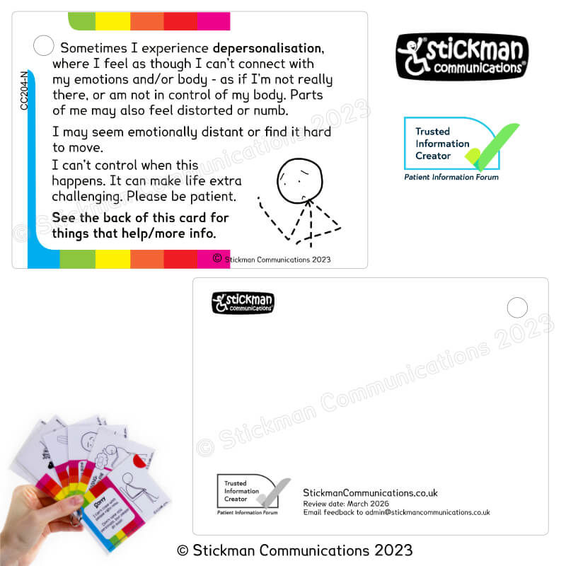 Thumbnail: Both sides of the striped depersonalisation card - the back is mostly blank, with PIF TICK and copyright info at the bottom.