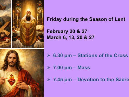 UPCOMING MASS SCHEDULES / EVENTS