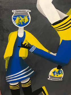 Fishbowl Twins Painting