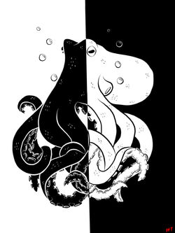 Digital Black+White Octopus