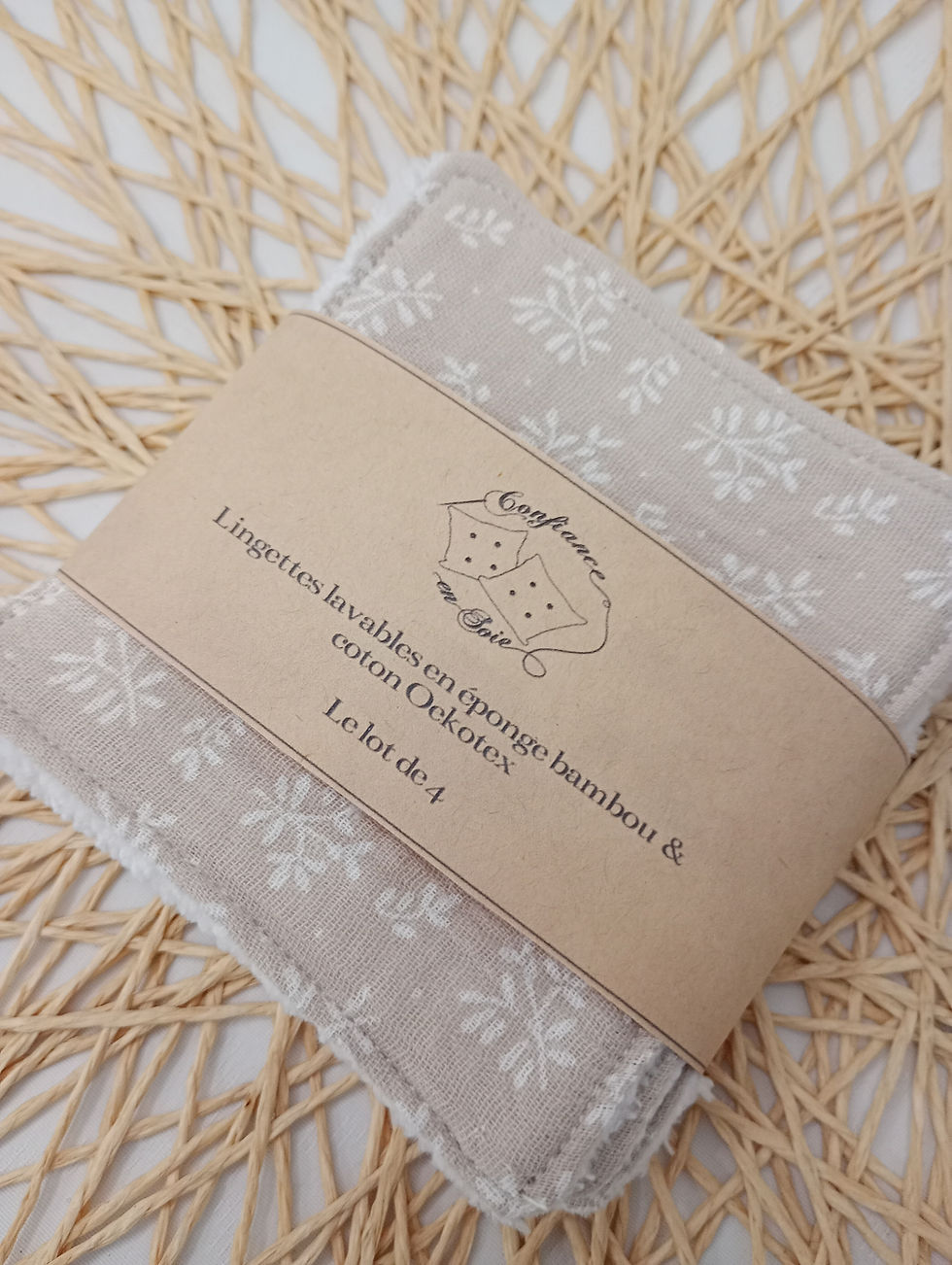 Miniature : Lingettes coton lavables pour visage – Éponge bambou + gaze de coton fleuri,liberty, soin écologique et réutilisable