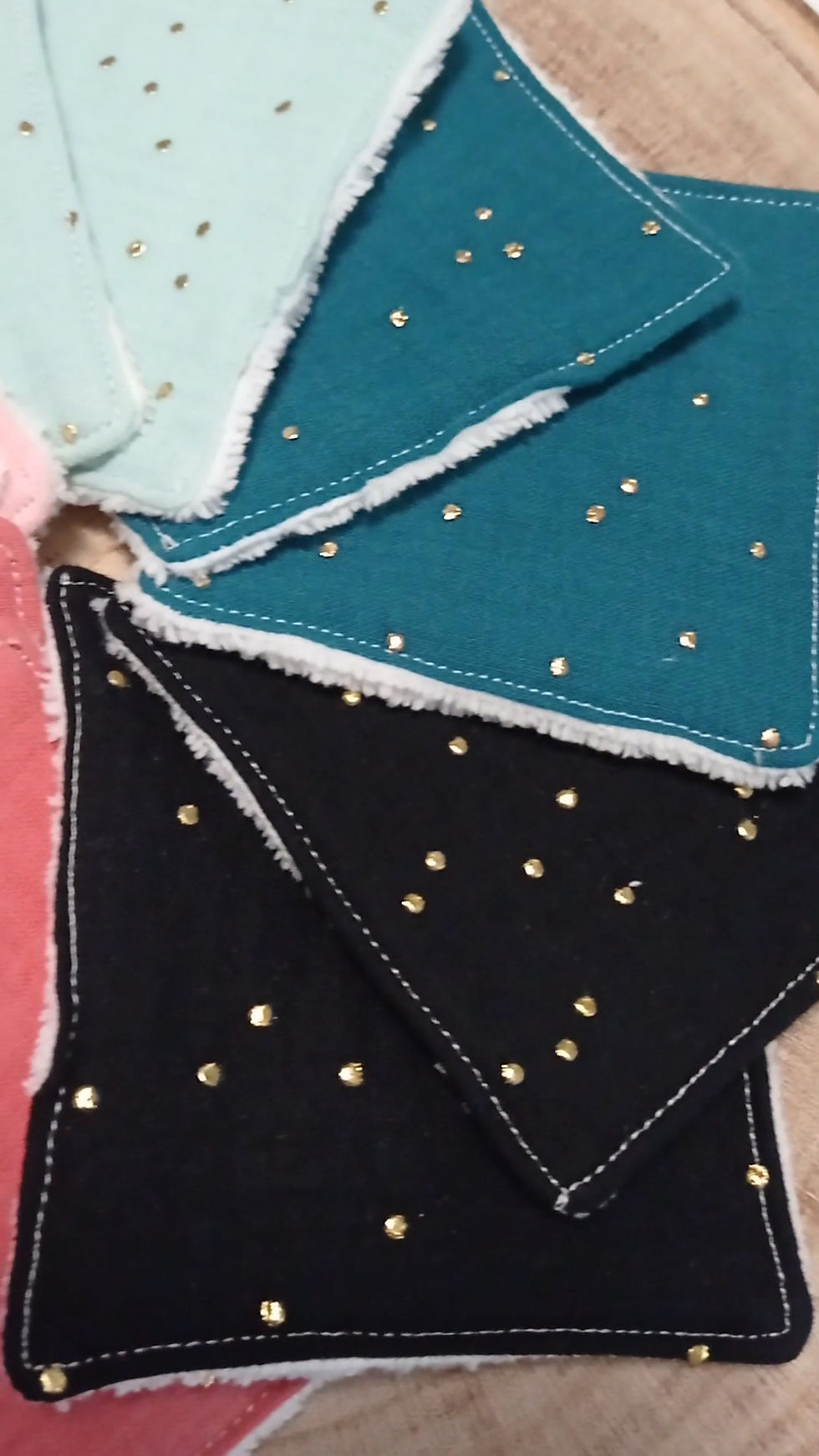 Miniature : Cotons démaquillants lavables  eponge bambou doudou et gaze coton pois dorés