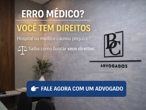 ERRO MÉDICO? VOCÊ TEM DIREITOS  Hospital ou médico causou prejuízo?  ⚖️ Saiba como buscar seus direitos.  👉 Fale agora com um advogado