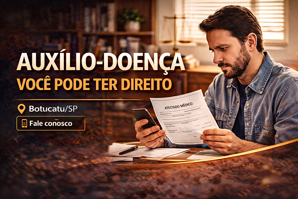 Pessoa analisando documentos médicos e pedido de auxílio-doença em Botucatu SP – Bernardo & Camargo Advogados