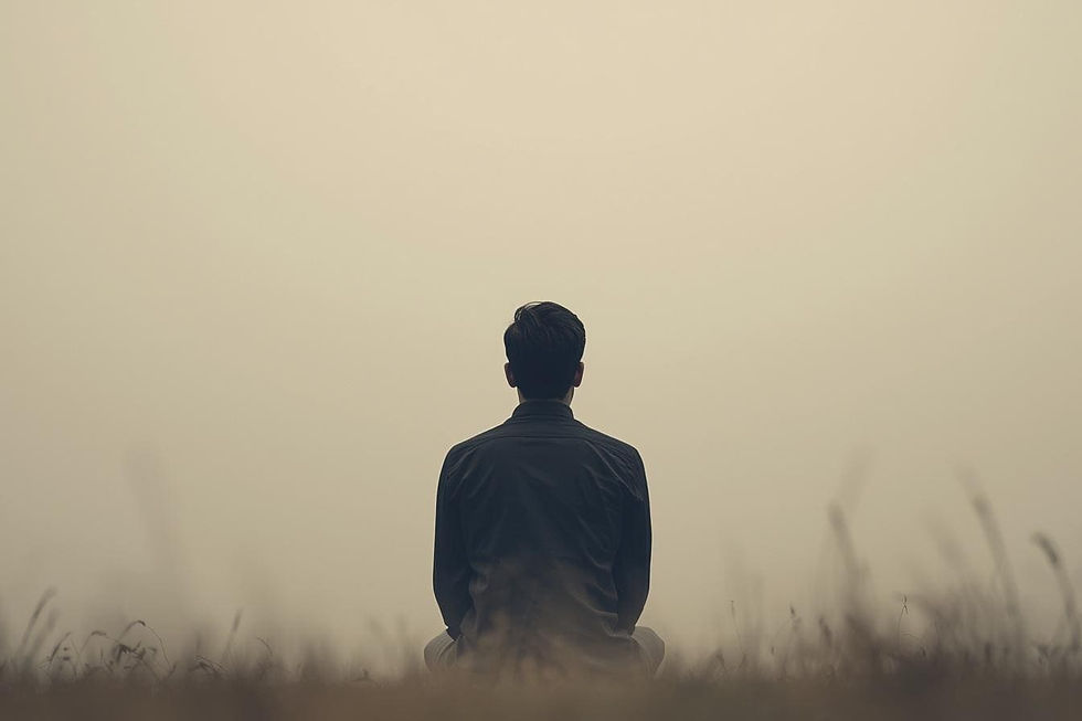Person sitting reflecting quietly to reconnect with identity