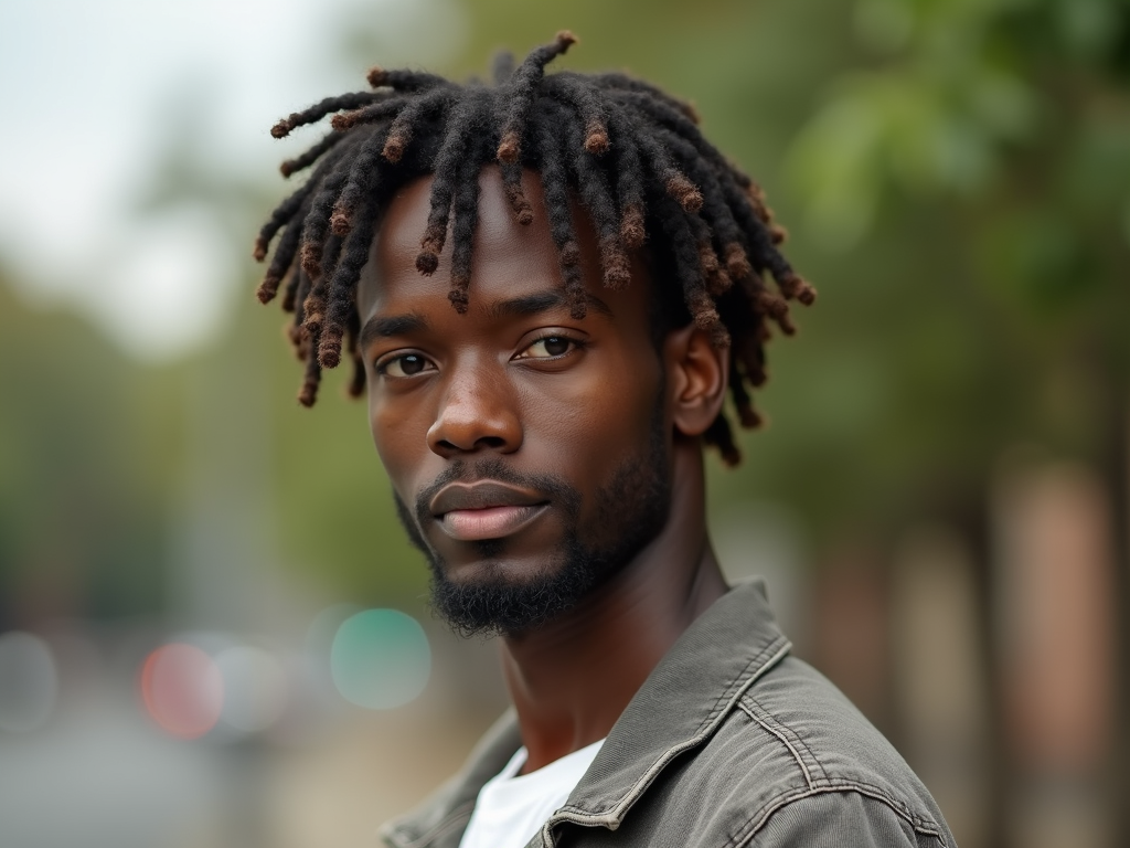 Close up image of a man with well cared for locs.
