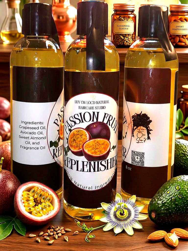 Passion Fruit Replenisher bottle for loc shine.