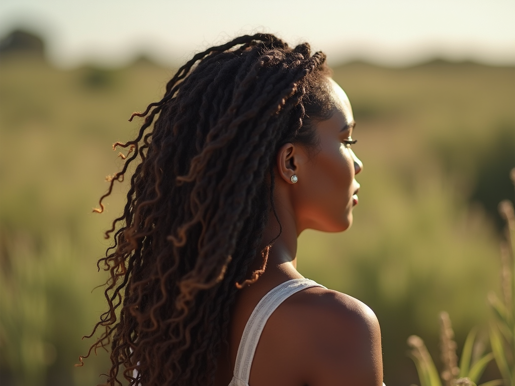 A person showcasing healthy, radiant locs.