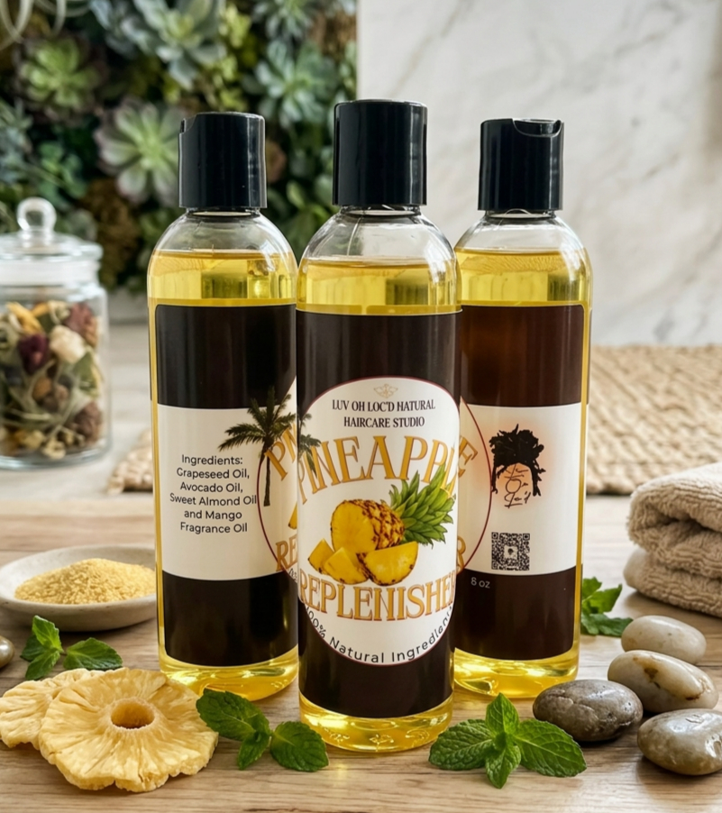 Pineapple Replenisher bottle for healthy locs.