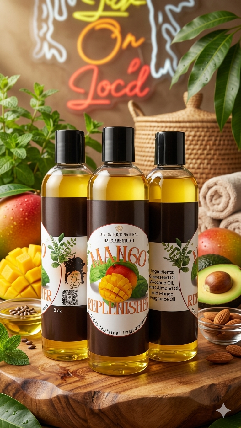 Mango Replenisher in a small glass jar showing a rich yellow cream texture.