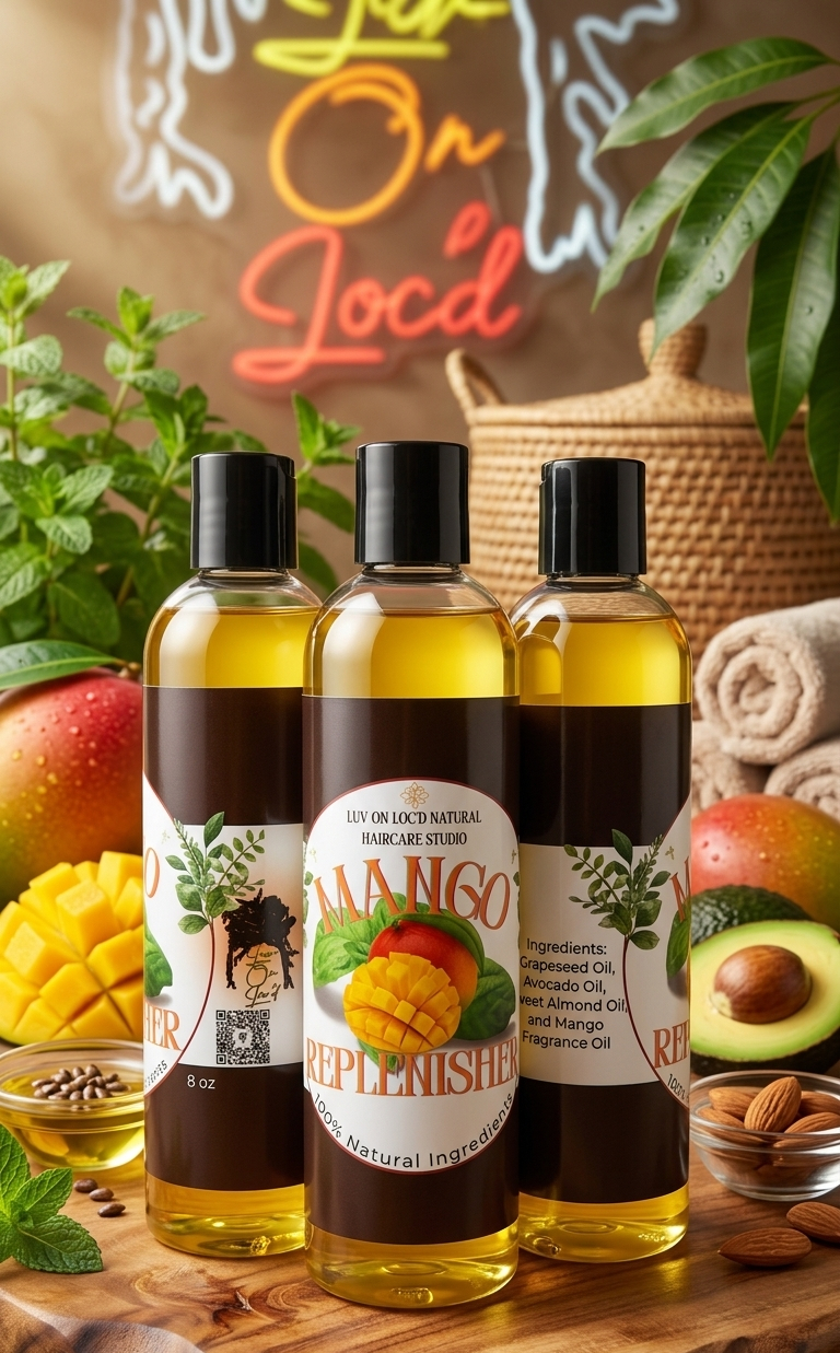 Mango Replenisher bottle for natural curls.